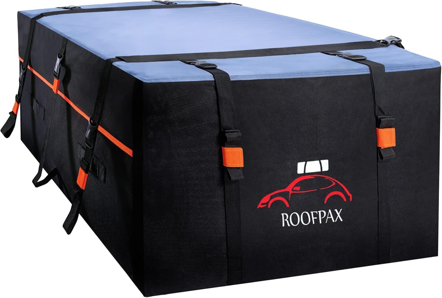 RoofPax 23 cft. Extra Waterproof Rooftop Cargo Carrier Bag, Double Weatherproof Zippers,10 Heavy-Duty Tie-Down Straps fit Cars with/Without a Rack or Side Rails, Safety Hooks Included