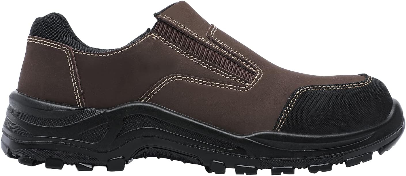 DRKA Steel Toe Shoes for Men,Steel Toe Slip-On Shoe,Slip Resistant Comfortable Safety Work Shoes Industrial Construction Footwear