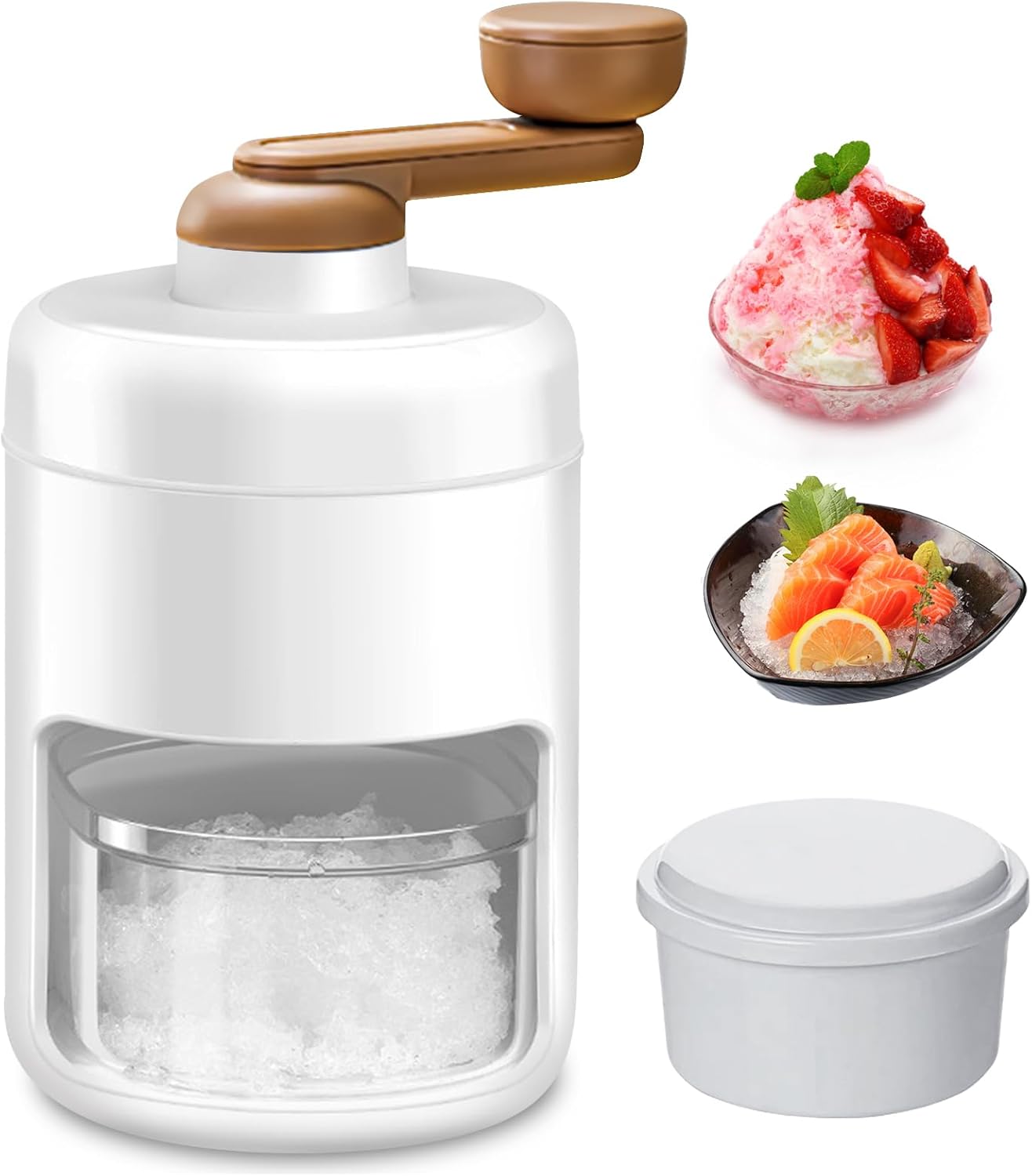 Vegena Manual Ice Crusher Ice Shaver, Manual Shaved Ice Machine, Portable Crushed Ice Maker, Portable Slush Machine and Snow Cone Machine with Ice Cube Mold for Blending Slushie, Making Ice Cream