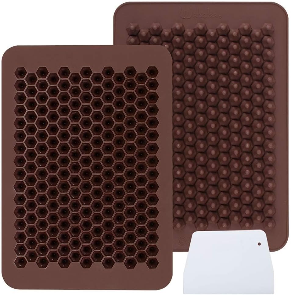 Webake Chocolate Drop Mould Silicone Chocolate Chips Moulds 202 Cavity 2 Pcs Mini Candy Mould with 1 Scraper for Non-Dairy & Sugar Organic Chocolat Chips, Ganache, Small Dot Cake Decoration