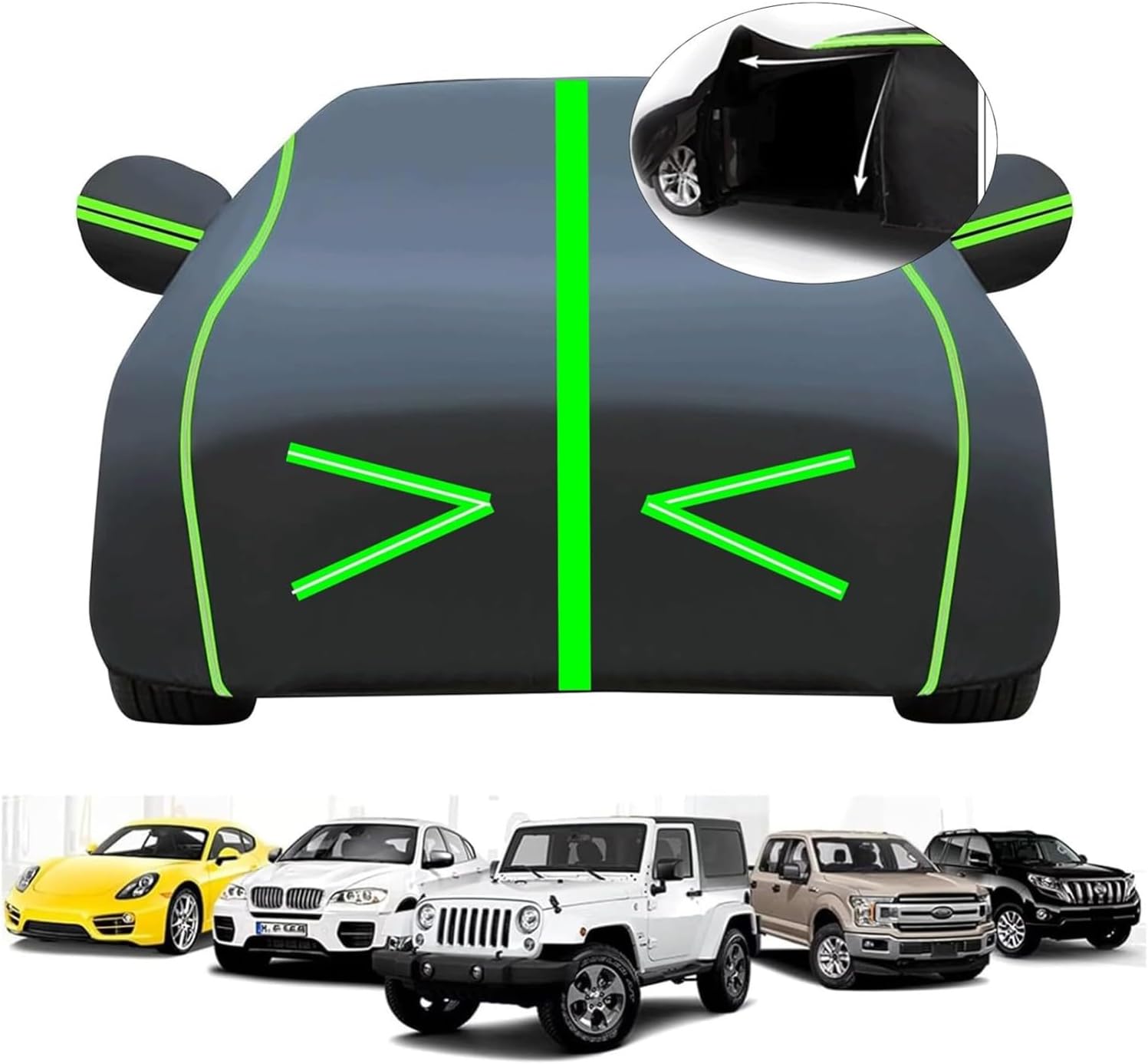 Car Cover Waterproof for Daihatsu Sirion (368 x 160 x 145cm),Four Seasons,Sun Protection,Bird droppings,Water Resistant,Cotton Lining,Side Zipper,Scratch Resistant