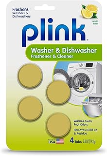 Plink-9024 Summit Brands Washer and Dishwasher Freshener Cleaner, 4 Tabs, Yellow, 1 Count (Pack of 4)