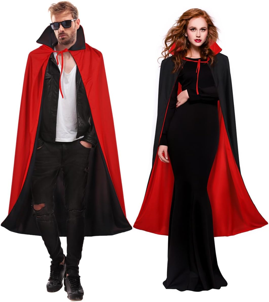 Garneck 1.4 Halloween Vampire Cape Double Laye Dark Vampire Cloak for Women Men Role Play Costume Capes for Halloween Cosplay Parties Theme Party Supplies