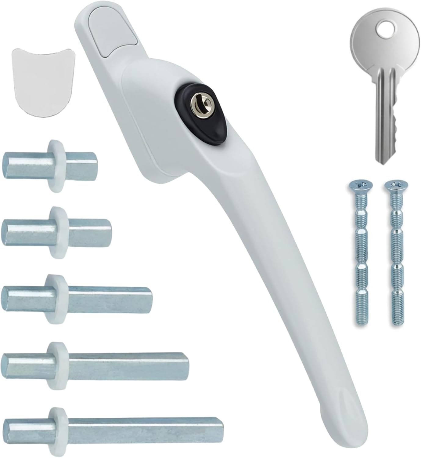PVC Window Handles for uPVC Windows - Handle for uPVC Windows and Double Glazing (1, White w/Black Button)