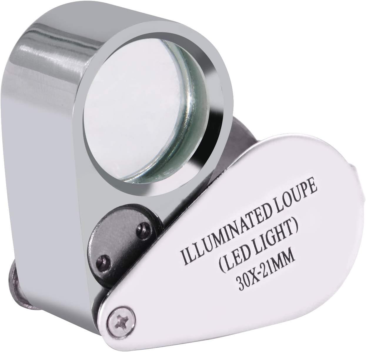 Beileshi Jewelers Loupe 30x,with 2 LED Light,Loupe Magnifier Metal Construction and Optical Glass with a Carrying Case