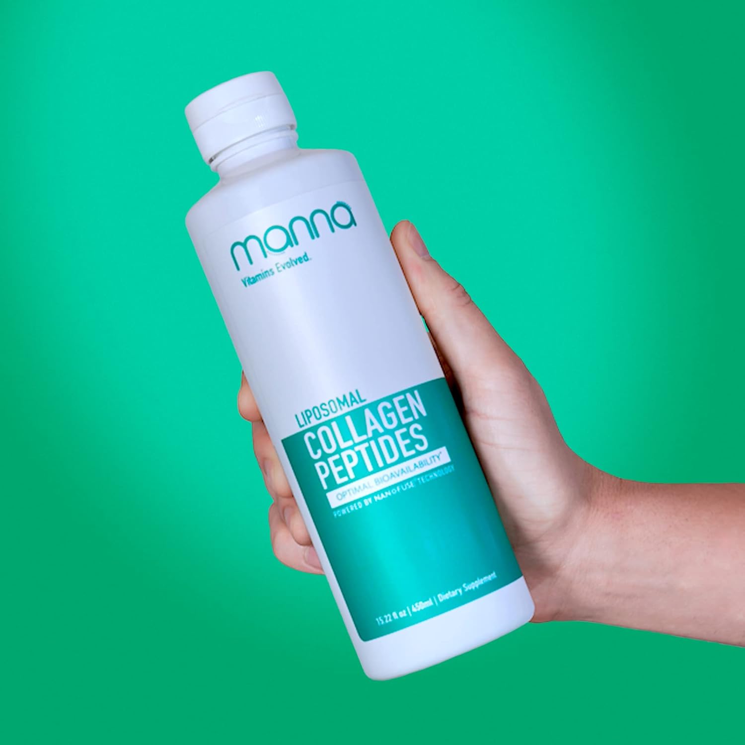 Manna Liposomal Collagen Peptides Liquid – 5000mg High Absorption Grass-Fed Type I & III Collagen for Skin, Hair, Nails, Joints – Hydrolyzed Collagen Supplement, Non-GMO, 16oz, for Women & Men