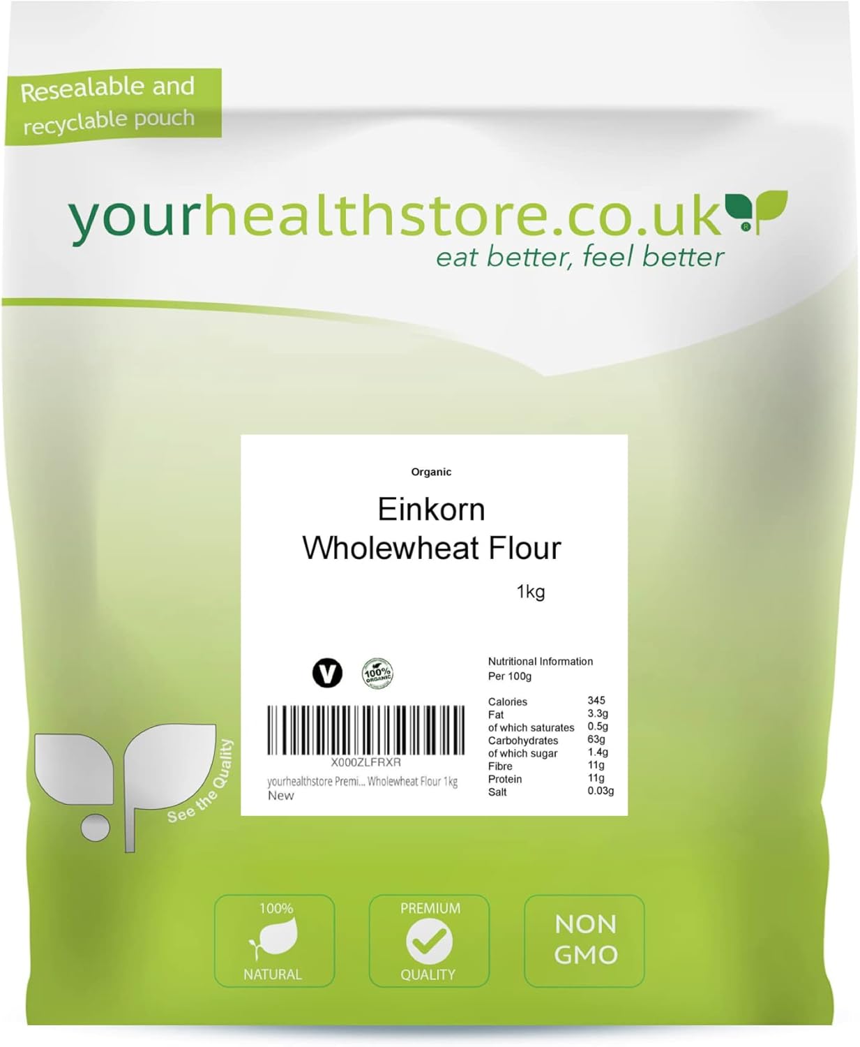 yourhealthstore Premium Einkorn Wholewheat Flour 1kg