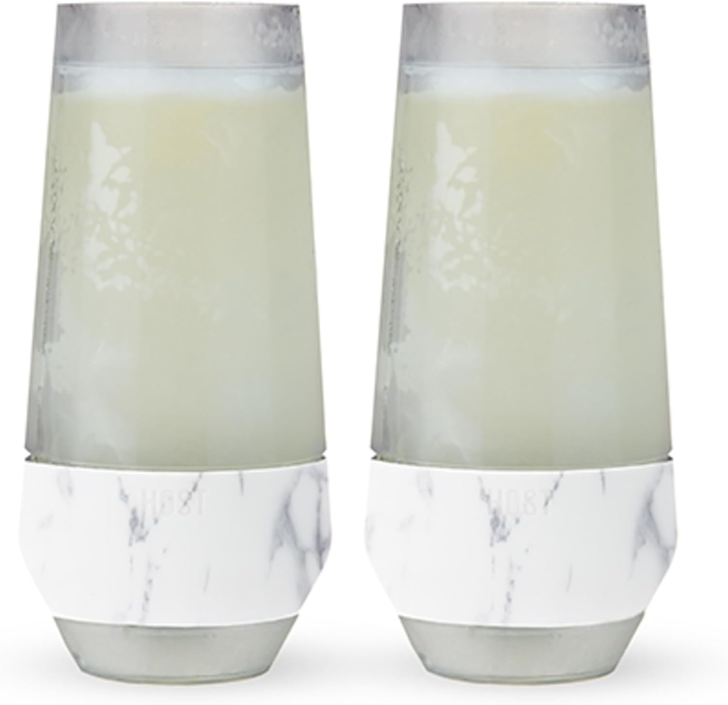 Host Champagne Freeze Stemless Chilling Wine Glasses, 9oz Set of 2, Freezer Cooling Cups, Insulated Flute Gifts for Women, For Mimosas, Prosecco and Bubbly, Marble