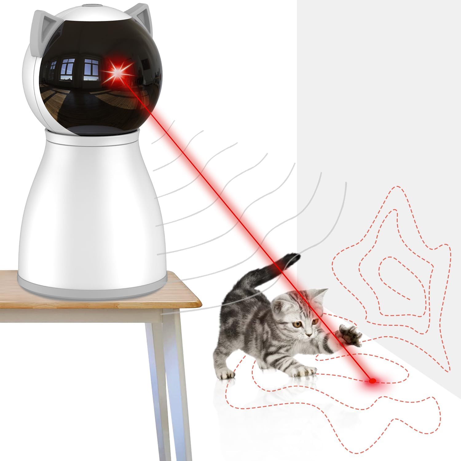 YVE LIFE Cat Laser Toy Automatic for Indoor Cats, Motion Activated Interactive Cat Toys for Kitten/Dogs,USB Rechargeable,Fast and Slow Circling Pattern,Automatic On/Off and Silent