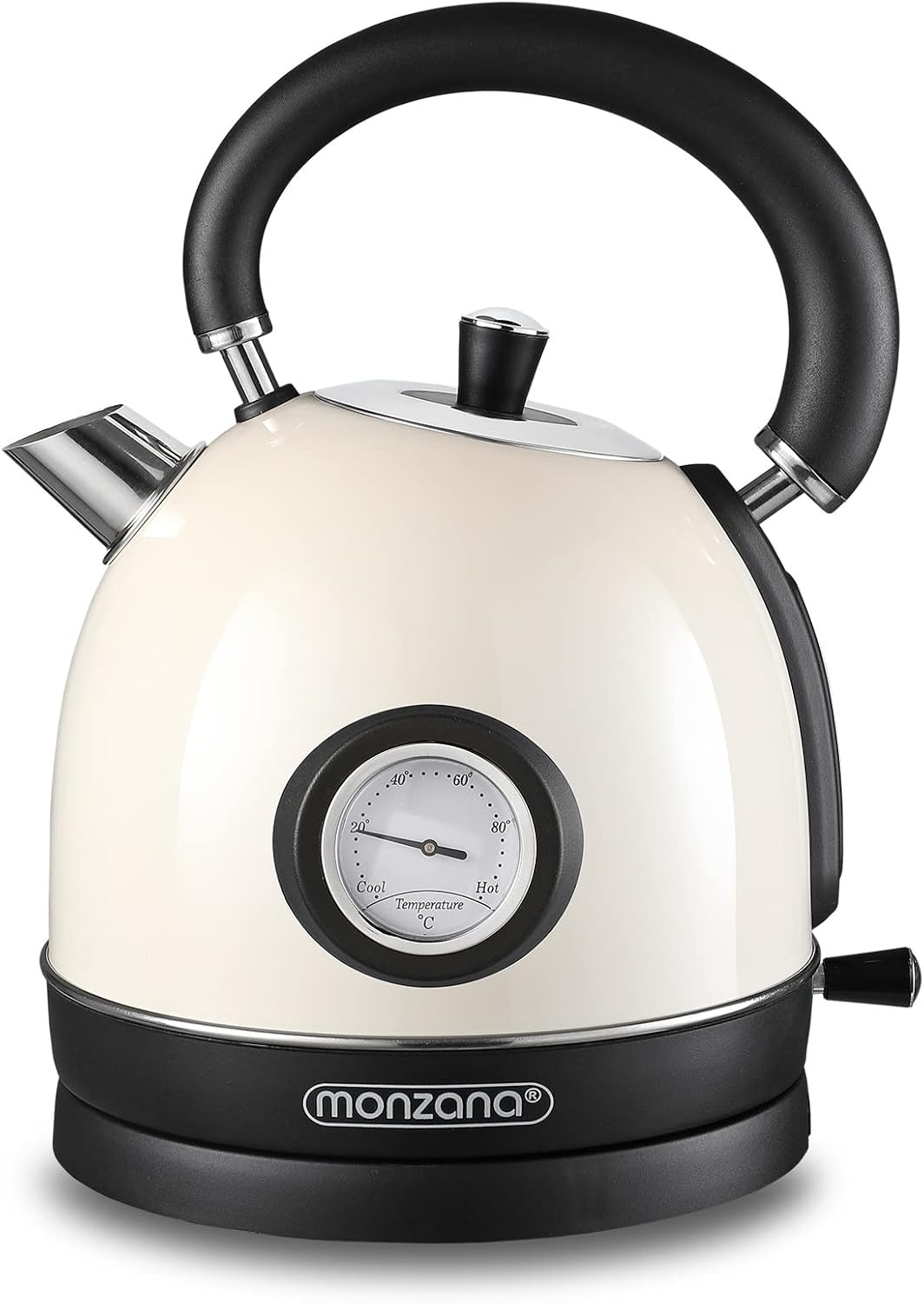 MONZANA® Electric Dome Kettle | 1.8L | Retro Vintage Style | Rapid Boil | Automatic Cut-Out | Boil Dry Protection | 2200 W | Temperature Gauge | Filter | Cream