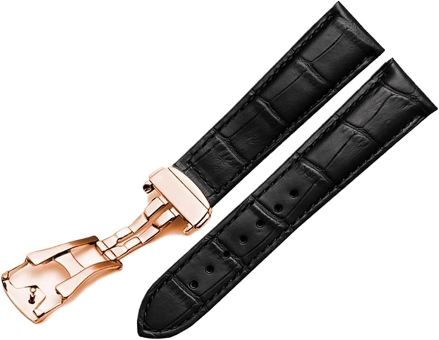 GNUFOPI Leather Watchband Compatible With Rado Dia Master Coupole Series R22861165 R14129116 Watch Strap Men Women Bracelet(Black-rosegold,20mm)