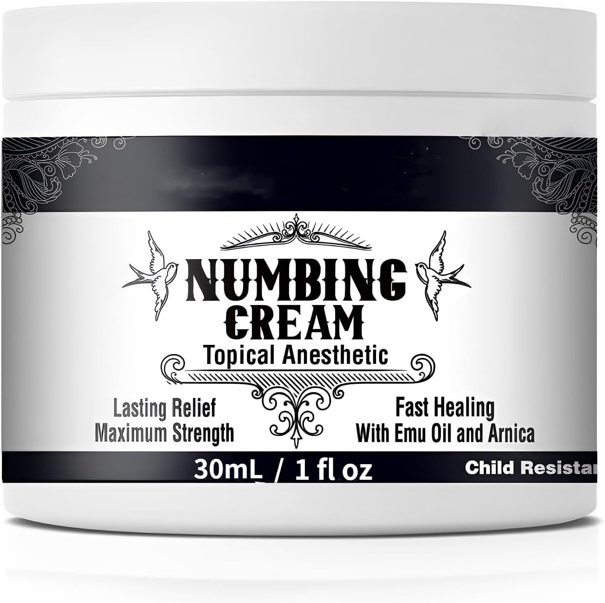 Numbing Cream Maximum Strength: Long Lasting Extra Relief with Menthol Arnica and Emu Oil 1oz/ 30ml