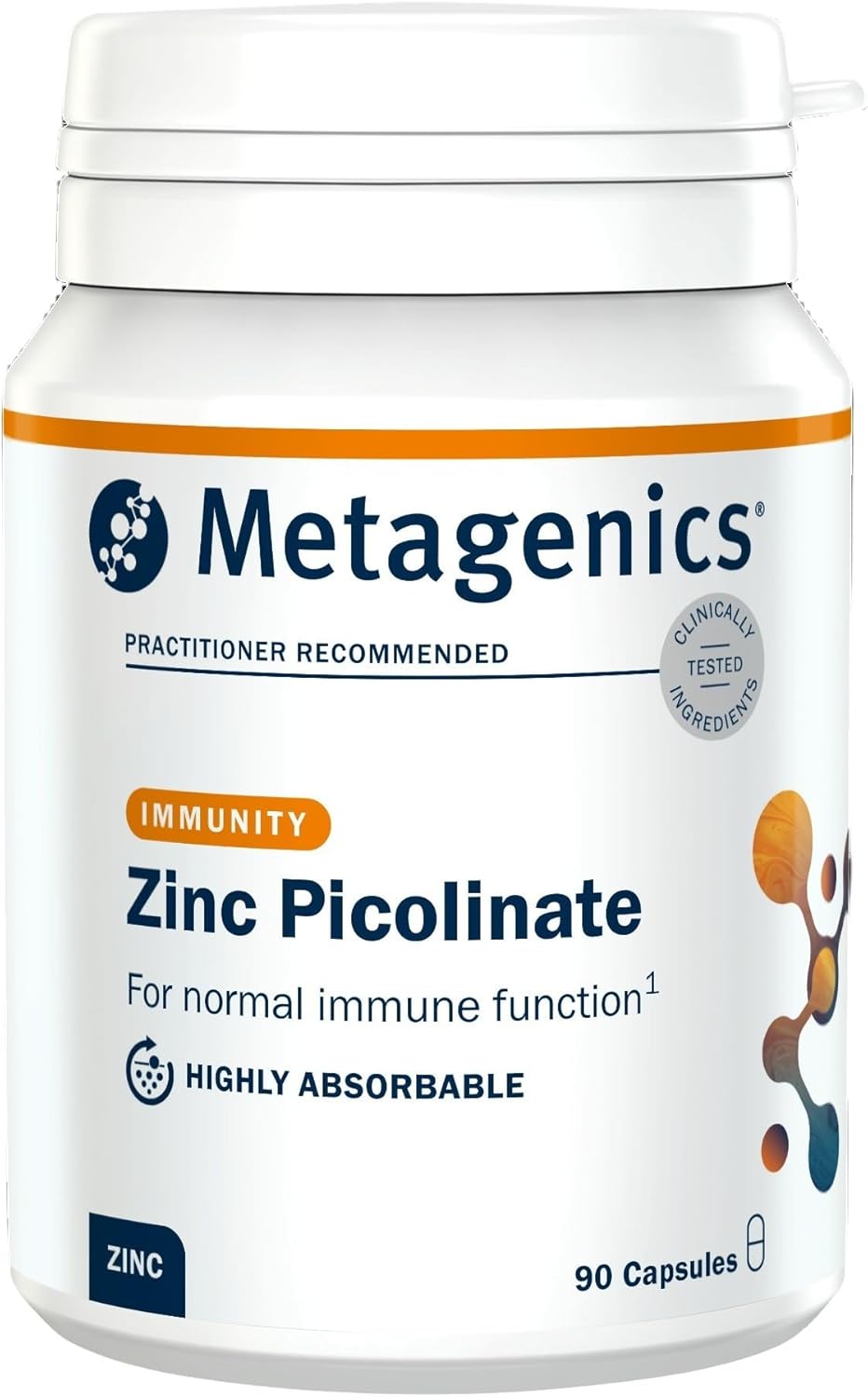 Metagenics Zinc Picolinate - for Immune System, Skin, Vision & Bones - with Vitamin C - 90 Capsules