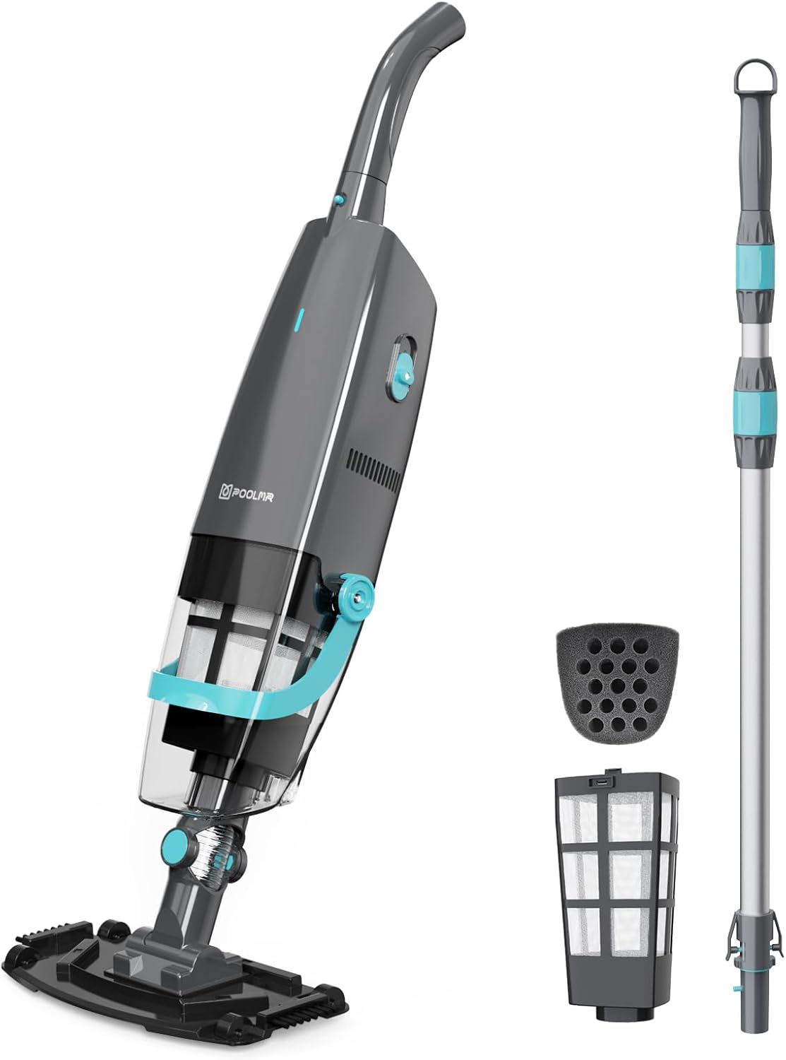 Cordless Handheld Pool Vacuum, Rechargeable Pool Cleaner with 16 Gal/Min Suction, 60 Min Runtime, Dual-Phase Cleaning System, Ideal for Above Ground Pools, Spas, Hot Tubs, Teal (2025 Version)