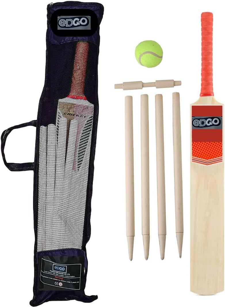 LUXTROUS Cricket Set With Mesh Carry Bag, Kids Beginner Cricket set with cricket bat with Ball Stumps Bails, Lightweight Cricket Bat Suitable For 3-12 years Kids