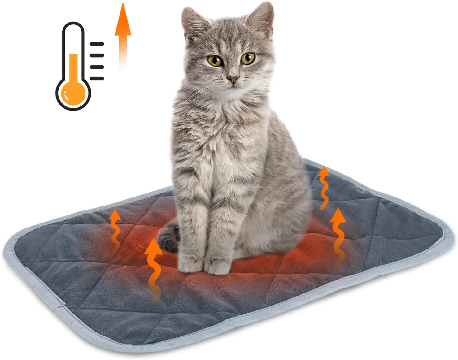 Nobleza Self Heating Pet Pad, Thermal Dog Cat Blanket Machine Washable Reusable, Safe Self Heated Soft Pet Blankets, Non-Slip Warm Puppy Rabbit Mat, Size S 40x50cm Grey