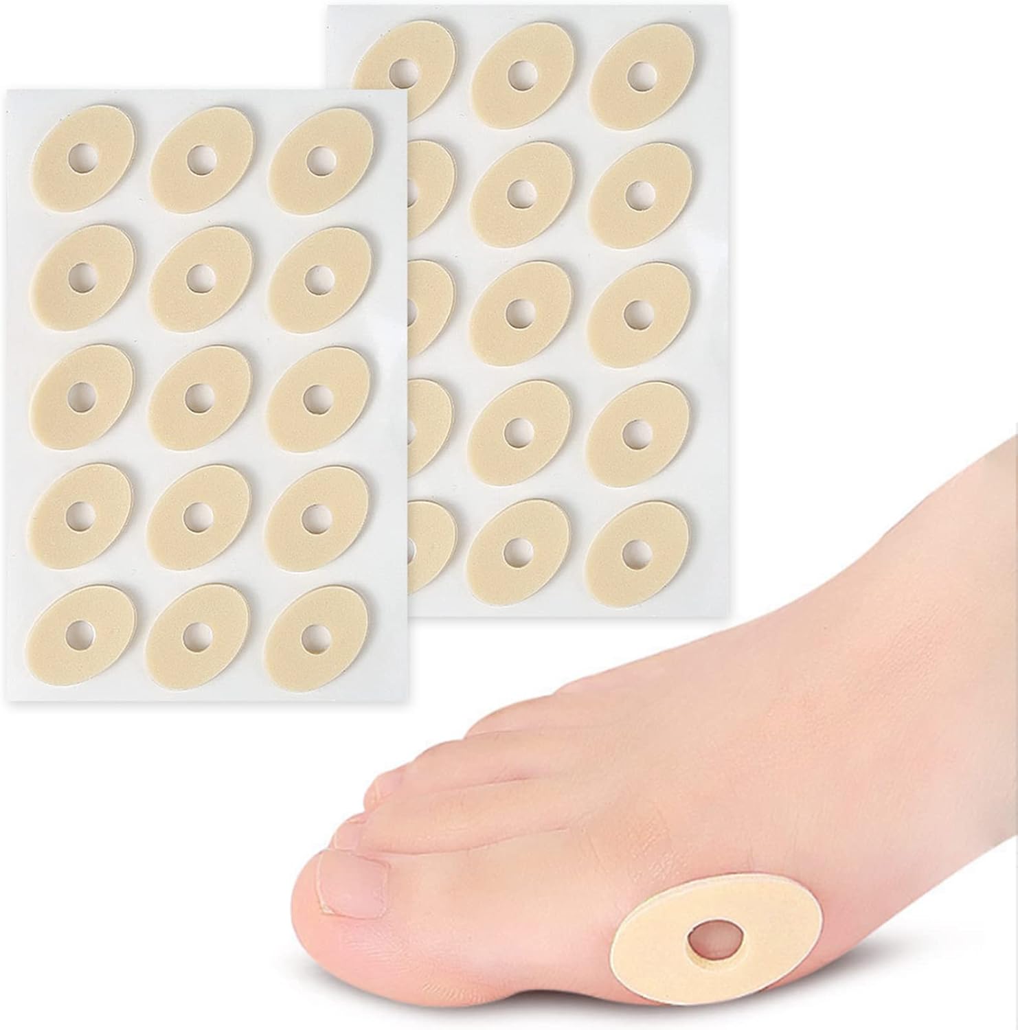30pcs Footcare Corn Caps,Corn Cushions Corn Pads for Feet,Soft Latex Foam Self Adhesive Callus Pads Corn Pad Bunion Plasters Corn Pad Anti Friction Reduce Foot and Heel Pain