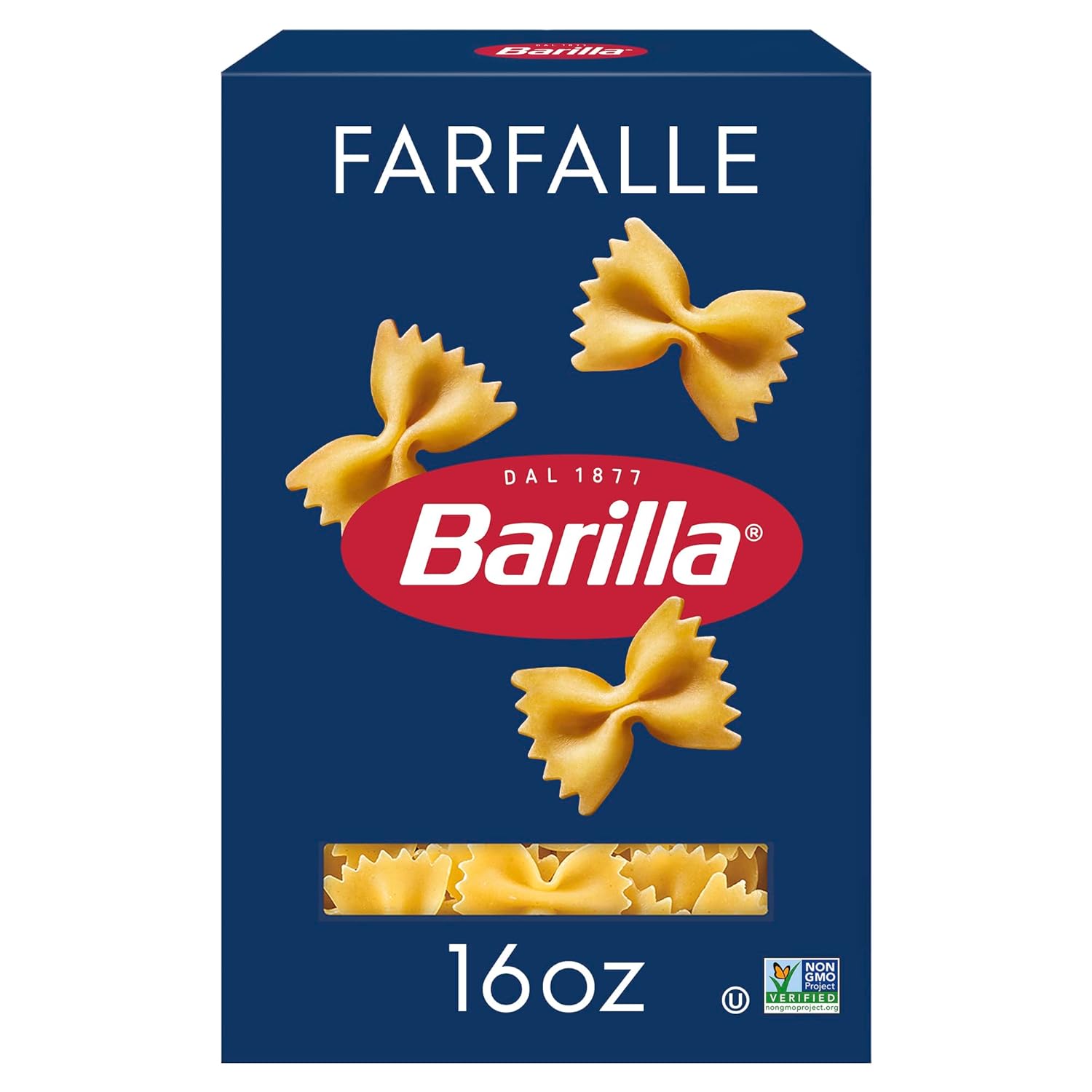 Barilla Farfalle Pasta, 16 oz. Box - Non-GMO, Made with Durum Wheat Semolina - Kosher Certified