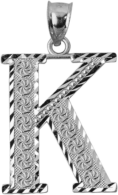 Claddagh Gold 925 Sterling Silver Initial Letter K Charm Pendant, 1"