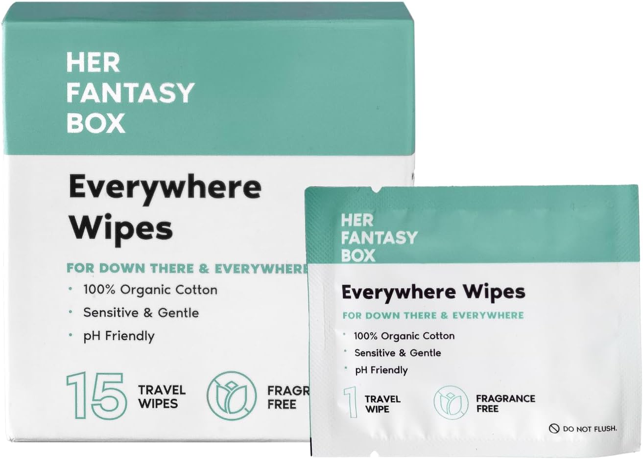 Everywhere Wipes - 100% Organic Cotton, Gentle & Refreshing, pH Balanced, Fragrance-Free, Vegetable Powered for Body, Face & Intimate Area, Aloe Vera & Chamomile Extract, Ideal for Sensitive