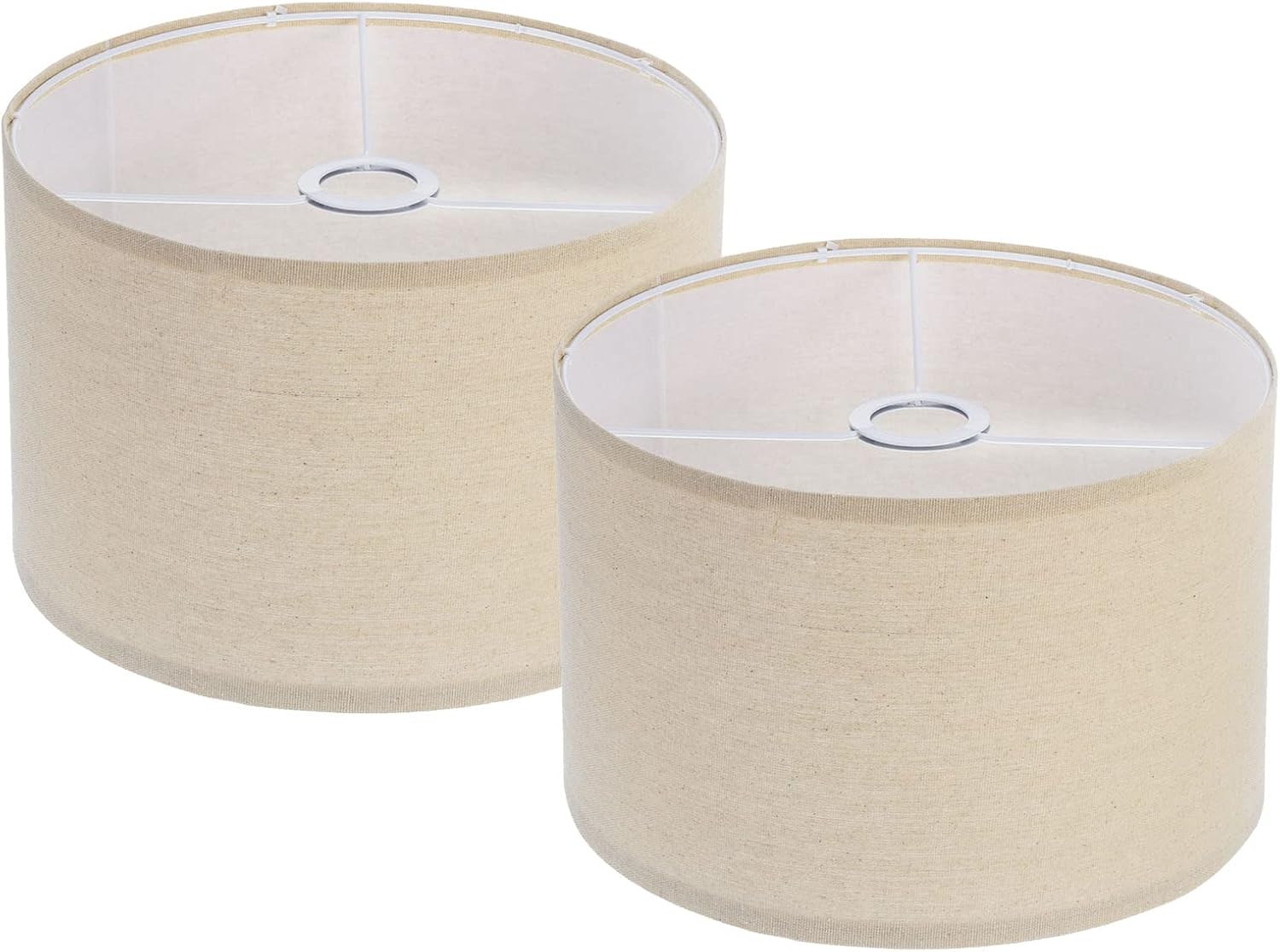 PATIKIL Drum Lamp Shades Set of 2, 12"x12"x8" Linen Lamp Shade Easy Assembly Lampshade for Table Lamps Floor Lamps Pendant Lights, Cream