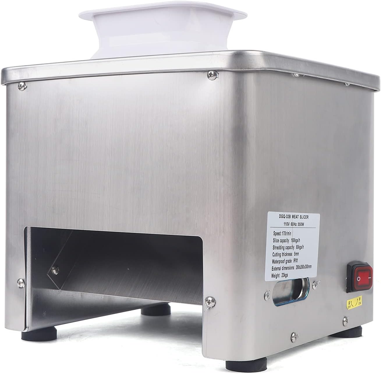 Meat Cutter Machine 550W, Automatic Slice Strip Cube Meat Cutting Machine, Heavy Duty Strip Cube Meat Cutting Machine 5mm Blade for Restaurant 110V