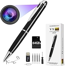 64GB Hidden Camera, 1080P Camera Pen, Mini Nanny Camera, Body Cam with Loop Recording, Taking Photo, Rechargeable Hidden Video Camera for Home, Office-One Button Surveillance Camera