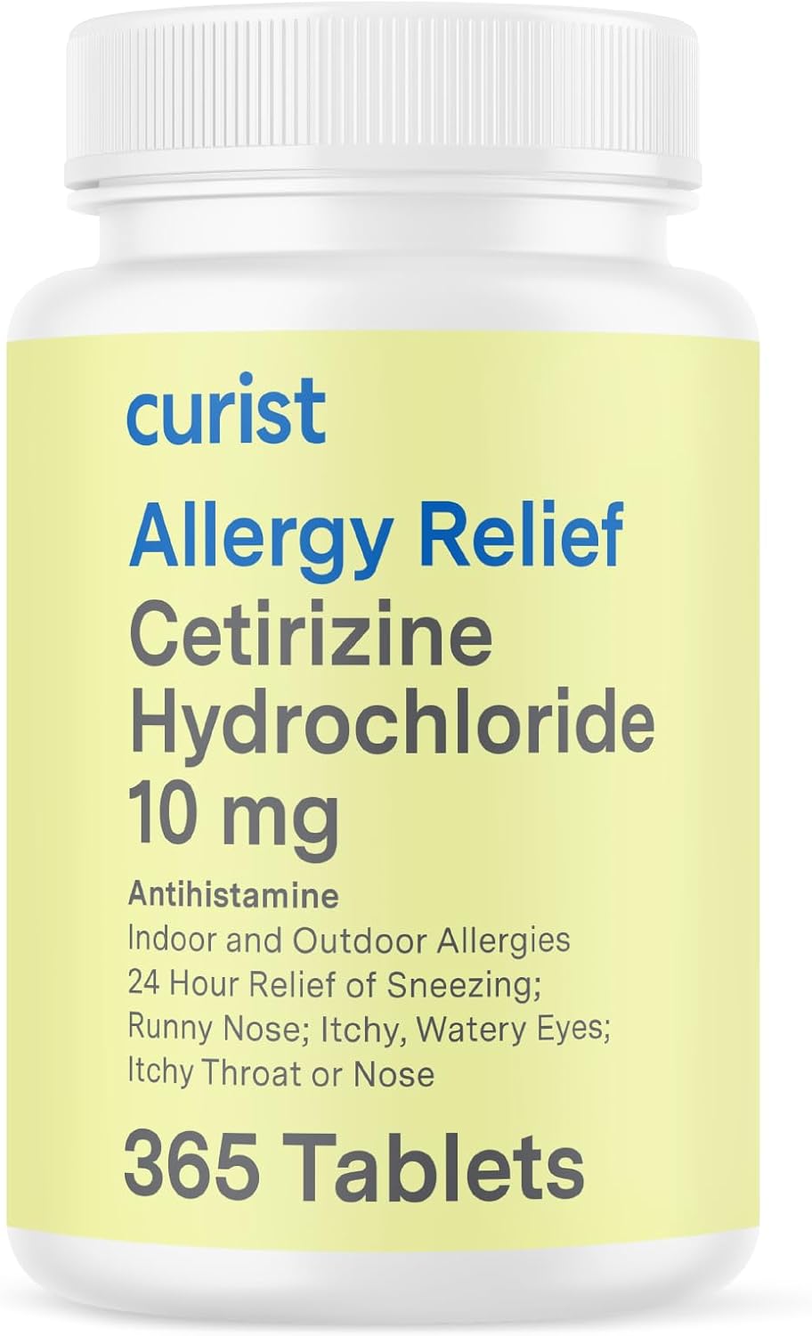 Curist Cetirizine Hydrochloride 10mg Tablet (365 Count) Effective Allergy Medicine with 24 Hour Relief of Runny Nose, Sneezing Relief, Itchy Throat Relief, & Runny Eyes - Antihistamines for Adults