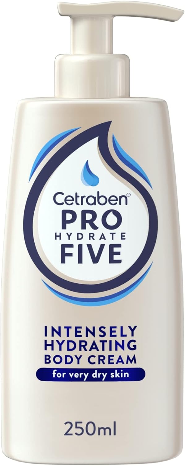 Cetraben Pro Hydrate Five Intensely Hydrating Body Cream 250 ml with Ceramides and Vitamin B5, Perfect for Dry Skin, Vegan Friendly, Cruelty Free
