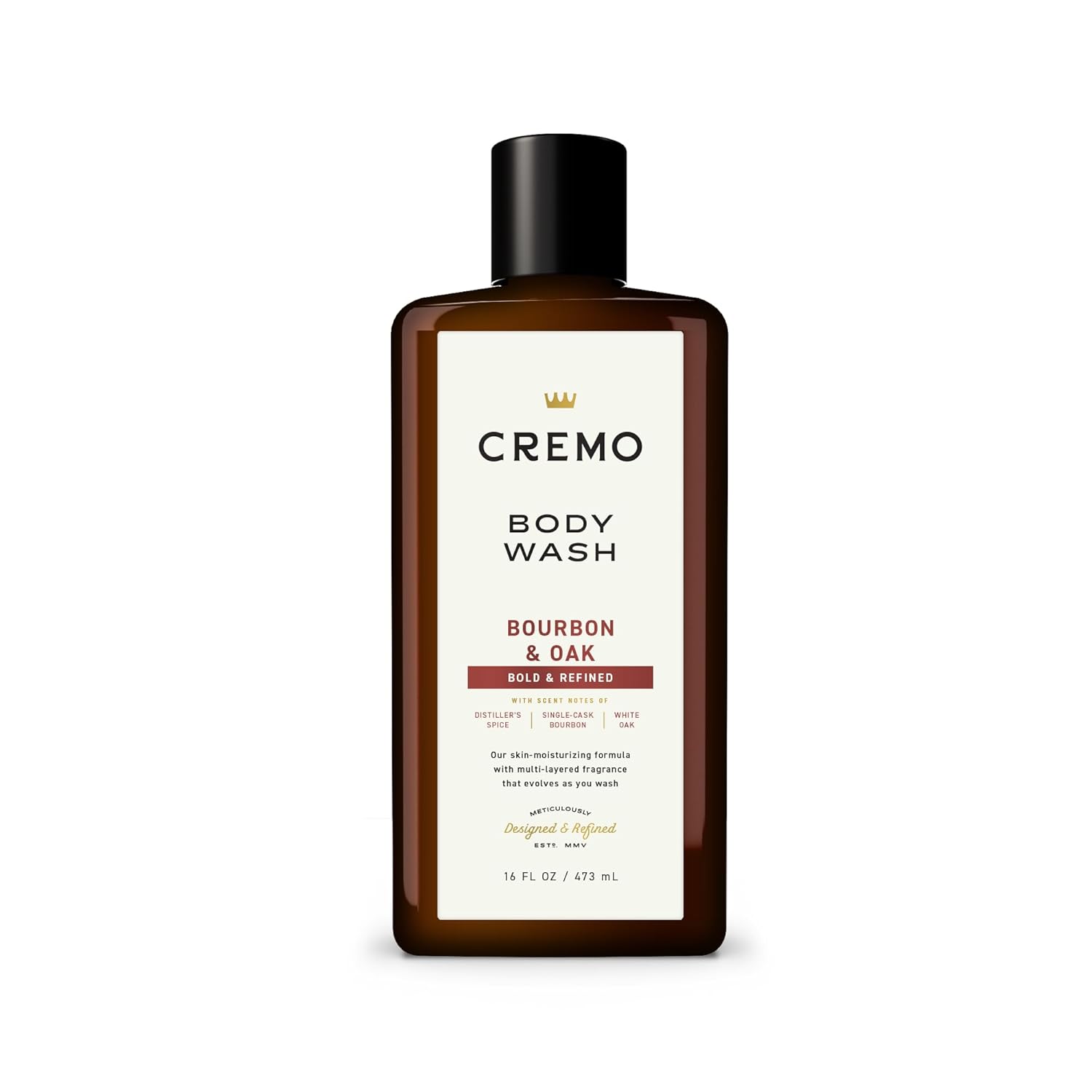 Cremo Body Wash Men, A Sophisticated Blend of Distillers Spice, Fine Bourbon and White Oak, 16 Fl Oz