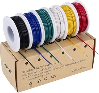 22 awg Wire Solid Core Hookup Wires-6 Different Colored Breadboard Wires 30ft or 9m Each, 22 Gauge Electronic Wire PVC (OD: 1.60mm) Arduino Wire