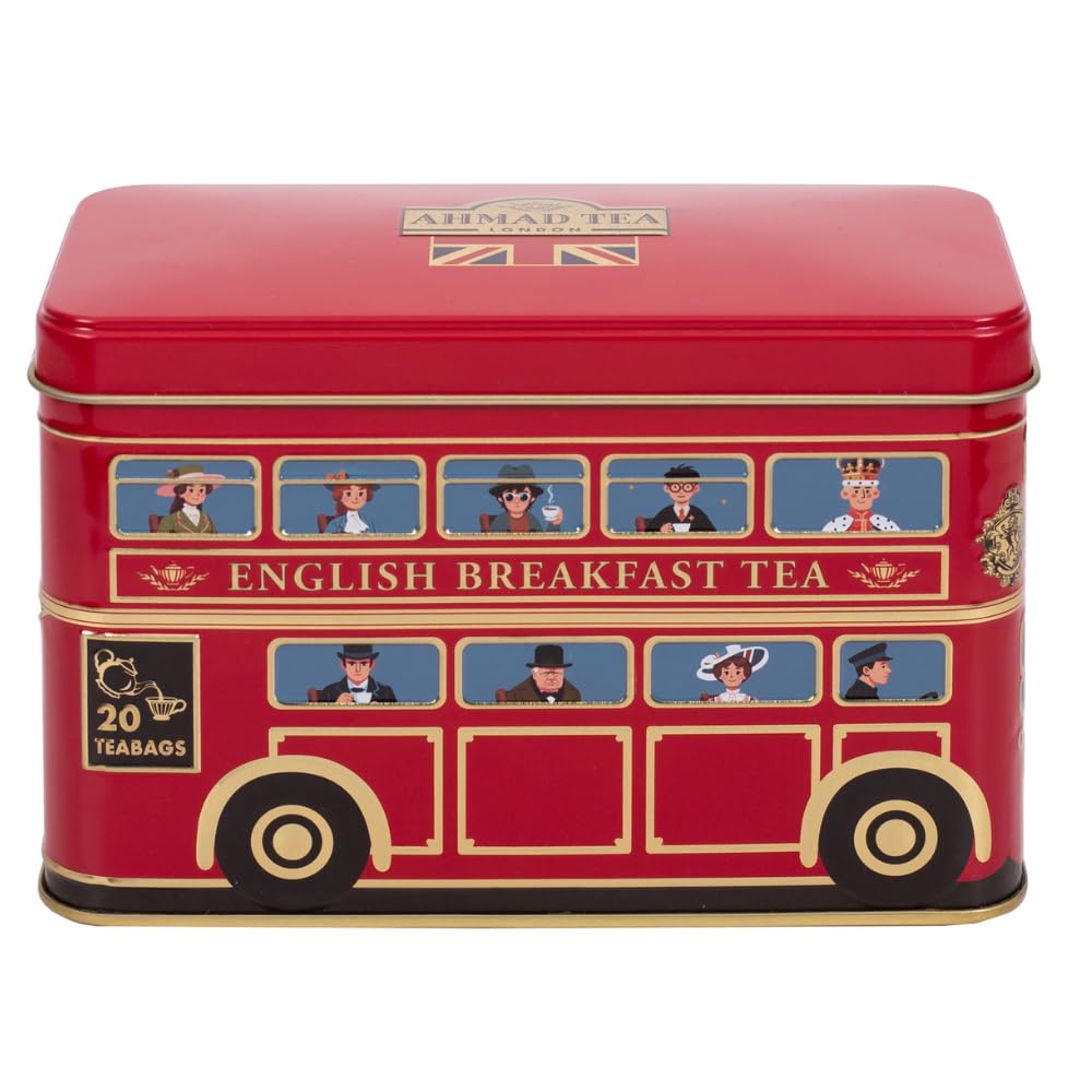 Ahmad Tea London Bus Gift Tin, English Afternoon, 20 Count Tin