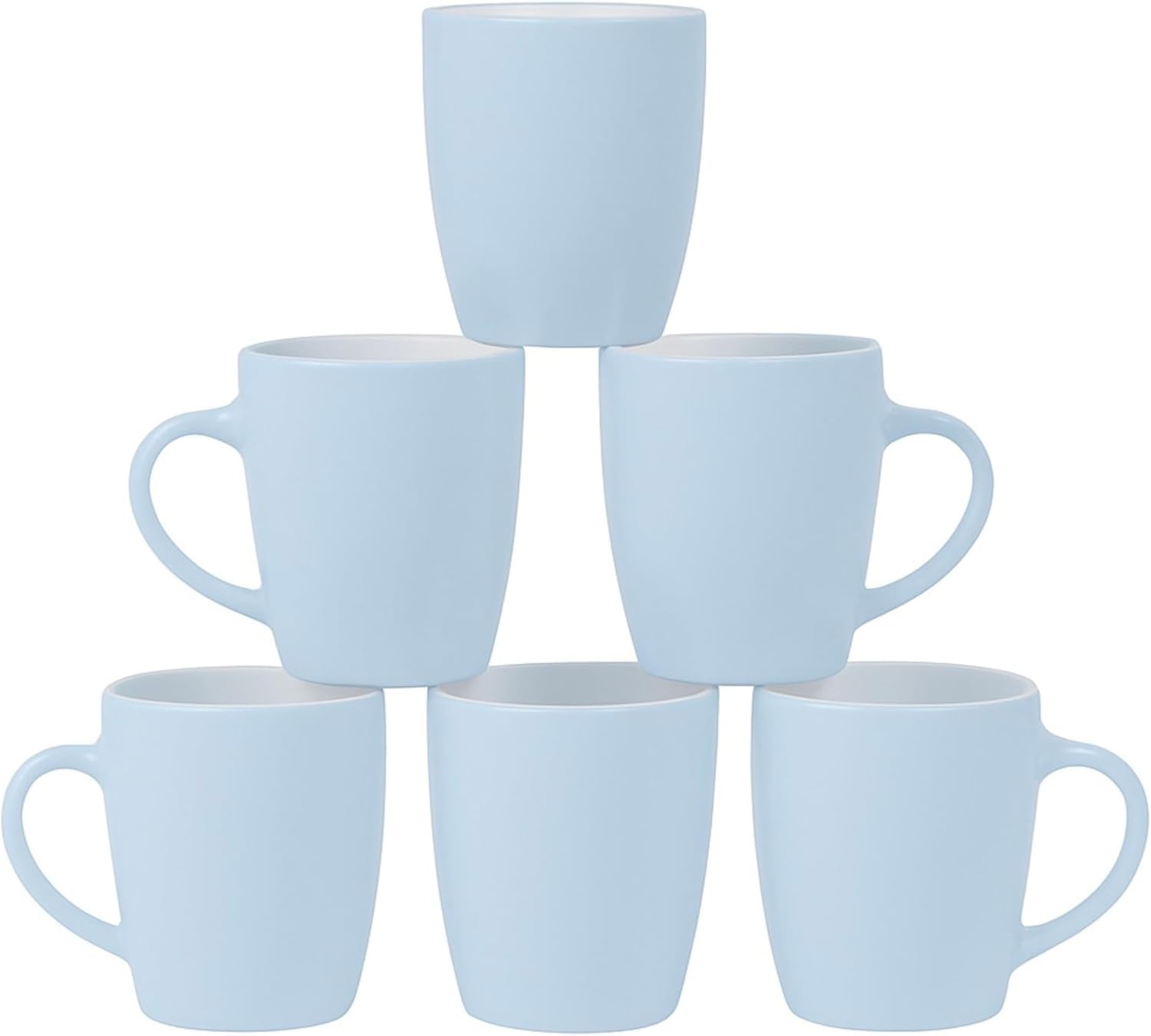 DIVCHI Coffee Mugs Set of 6 Stoneware 360ml Cups with Handle Dishwasher & Microwave Safe Mug Sets Wide Tea Coffee and Hot Chocolate Cup (Blue)