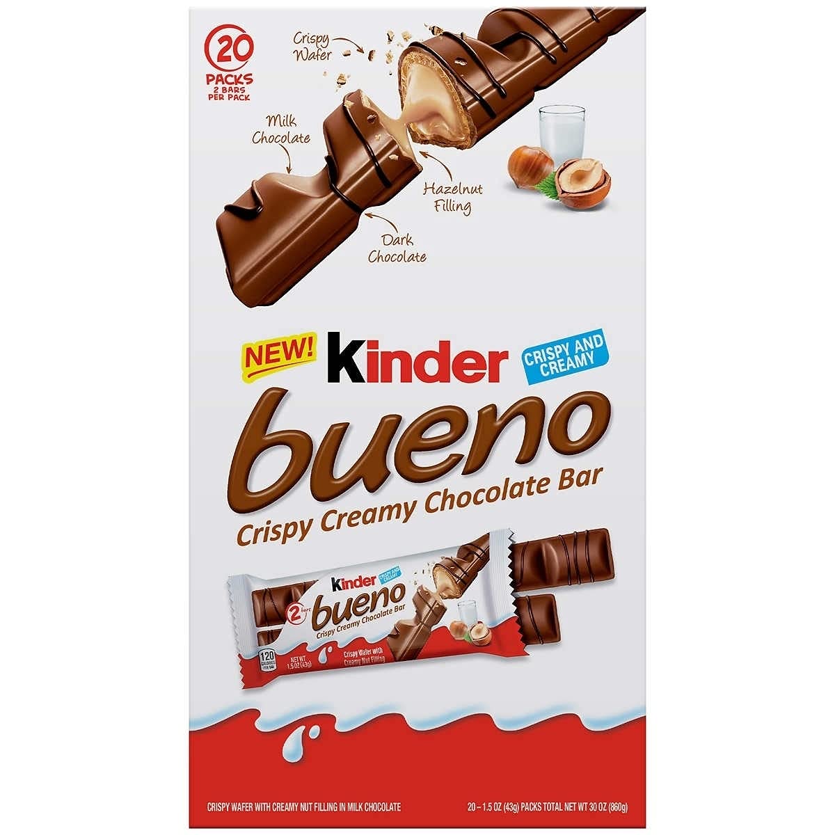 KIND Kinder Bueno Crispy Creamy Chocolate Bar, 30 Oz
