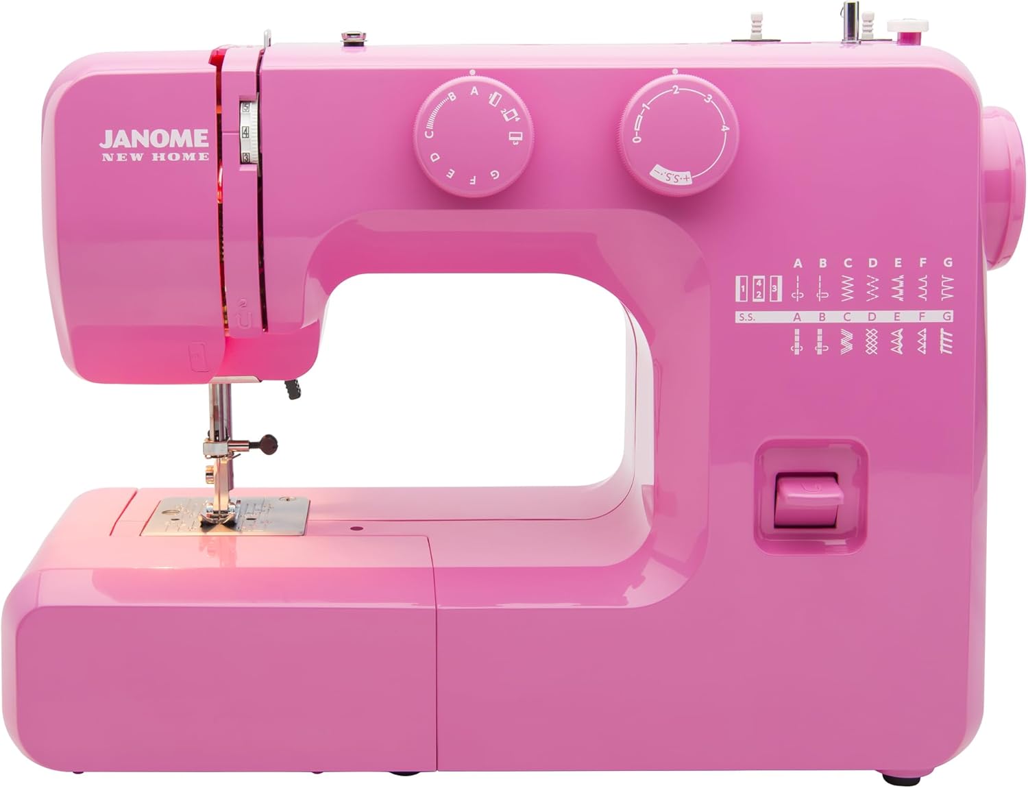 Janome Pink Sorbet Easy-to-Use Sewing Machine with Interior Metal Frame, Bobbin Diagram, Tutorial Videos, Made with Beginners in Mind!
