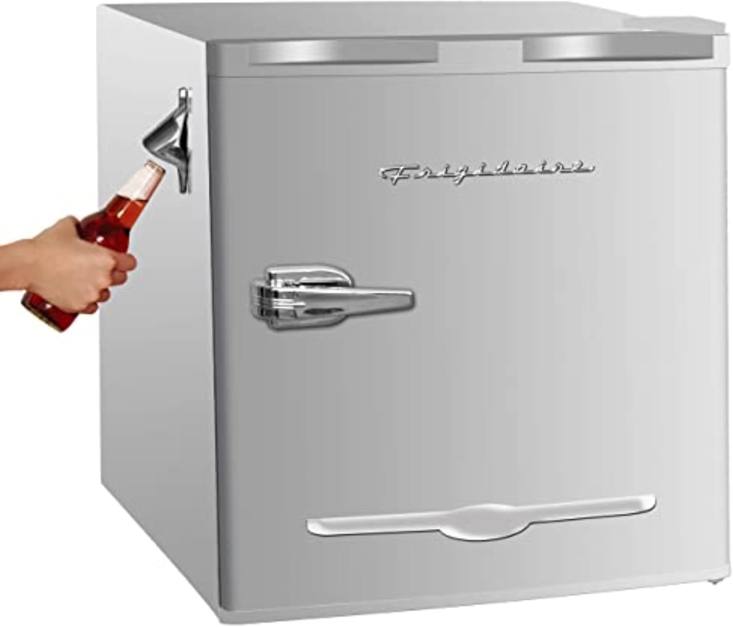 Frigidaire EFR176 Retro Compact Fridge with Chiller Mini Refrigerator with Built-in Bottle Opener for Office, Bedroom, Dorm Room or Cabin, 1.6 cu ft 16" D x 18" W x 18.5" H, Moonlight