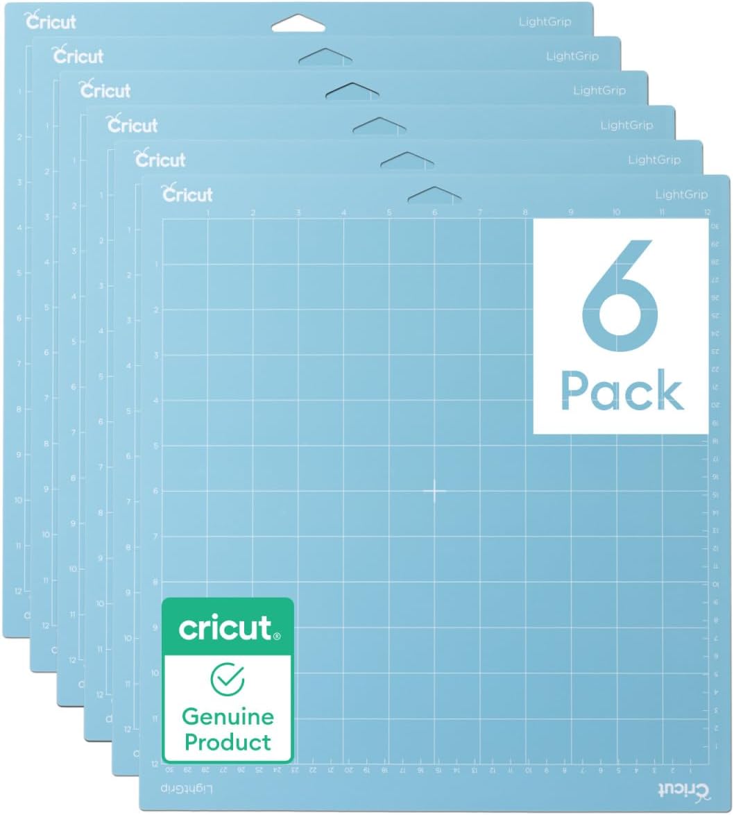 Cricut LightGrip Mat Pack (6 Count, 12in x 12in) - for Explore & Maker Machines - Ideal for Standard Paper, Light cardstock & More