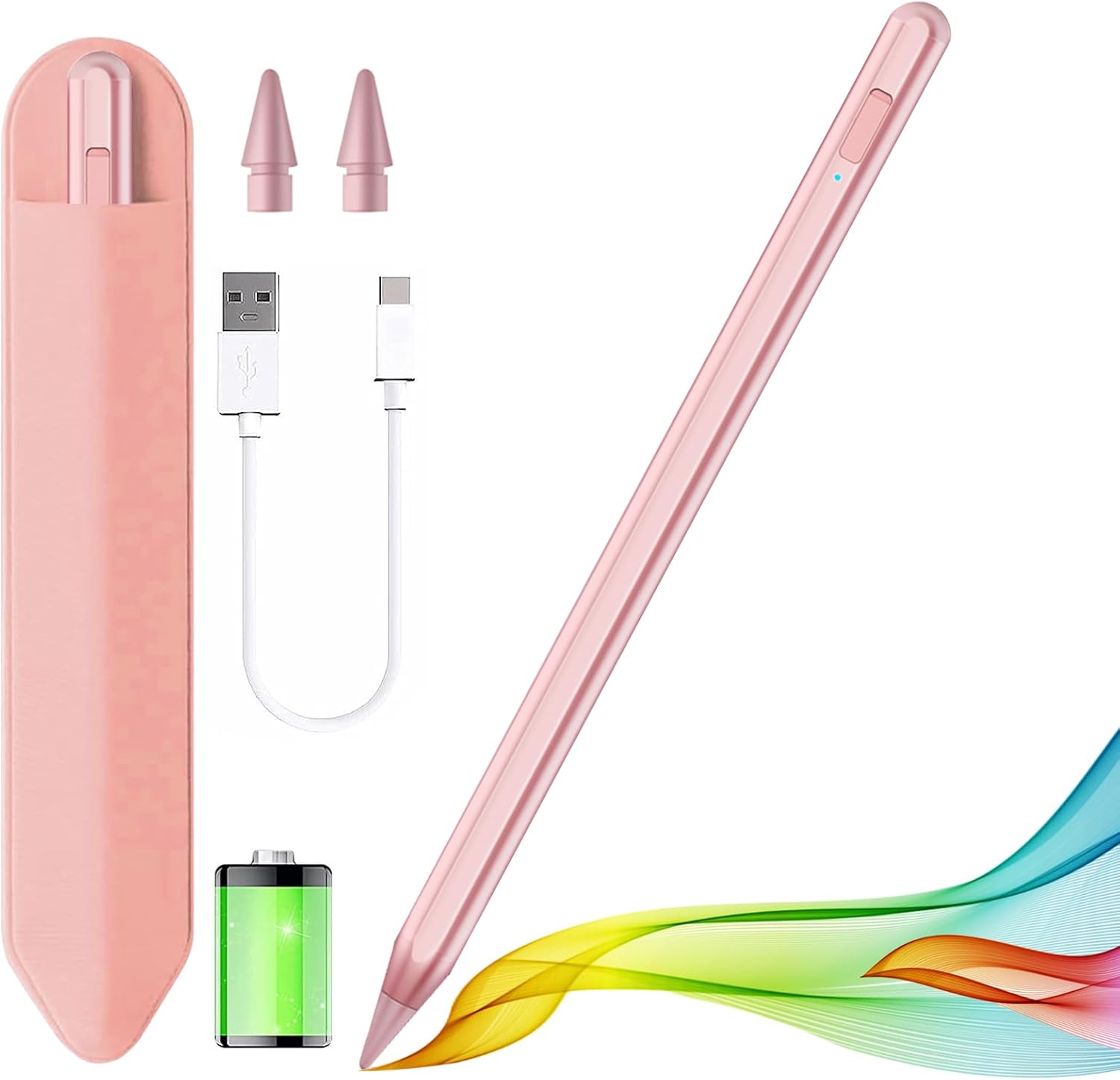 Stylus Pen for iPad 2018-2024 with Palm Rejection, Apple Pencil for Apple iPad 10th/9th/8th/7th/6th Gen, iPad Pro 11/12.9 inch, New iPad Air 2024 11&13-inch(M2) /5th/4th/3th Gen, iPad Mini 6th/5th Gen