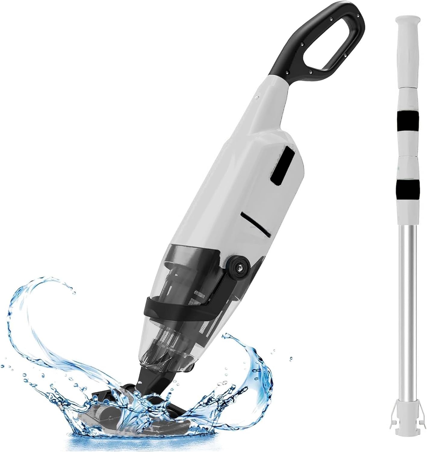 Cordless Pool Vacuum Cleaner for Above Ground Pool & In Ground Rechargeable Pool Vacuum Cleaner - 90 Mins Runtime, with 69" Telescopic Pole, Spa Vacuum for Hot Tub- Fast 3H Charge (Grey)
