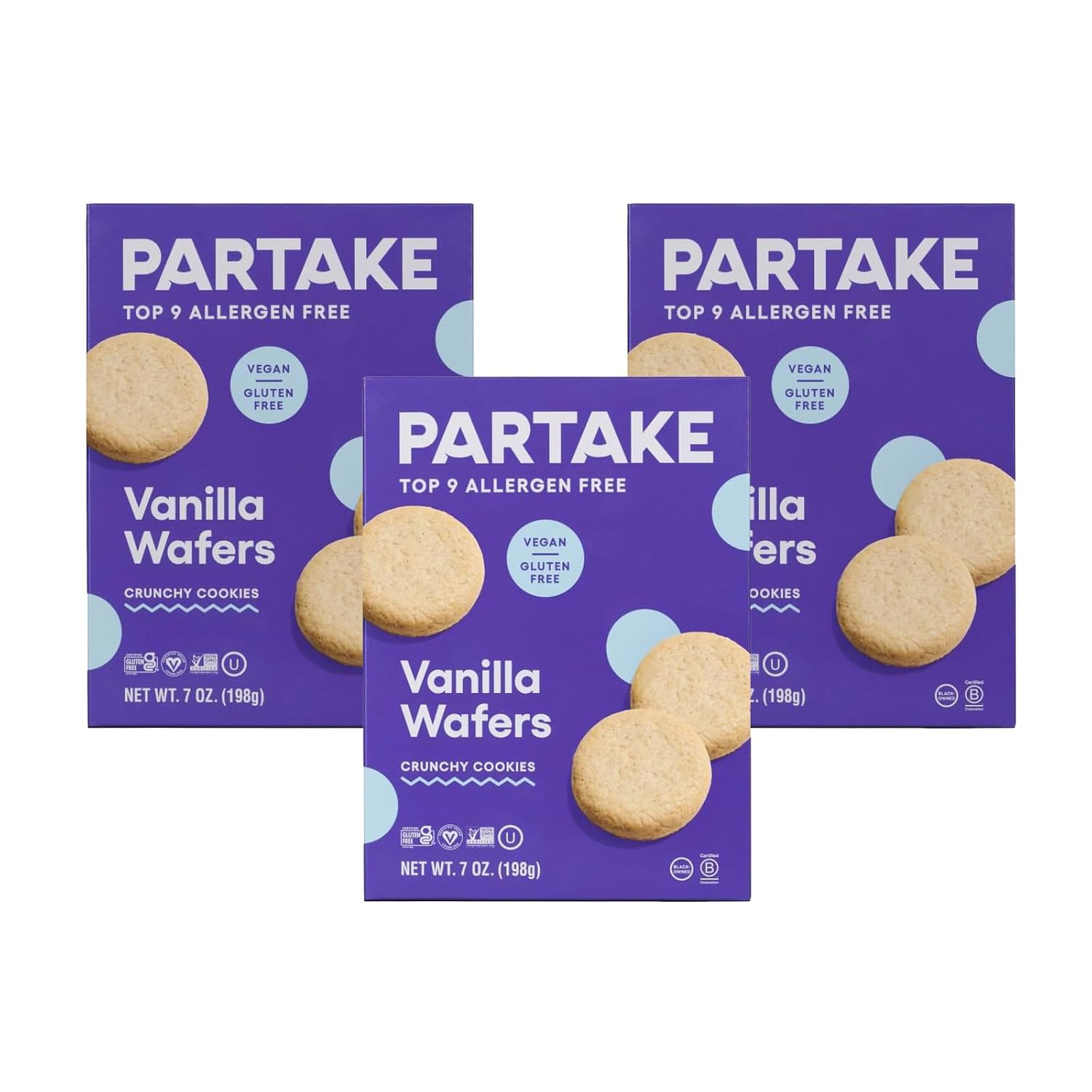 Gluten Free Vanilla Wafers by Partake – 3 Pack | Non-GMO, Allergy-Friendly | No Peanuts, Soy, Dairy, Tree Nuts
