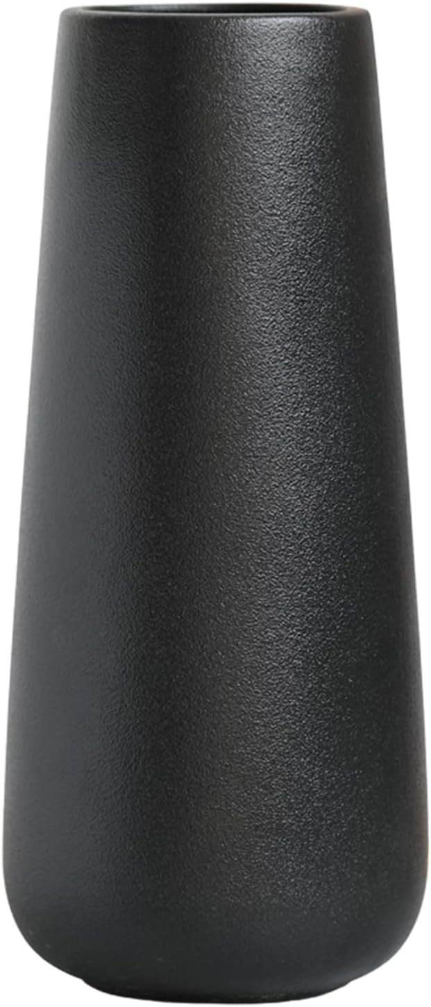 Tall 11” Black Ceramic Vases for Modern Home Decor Centerpieces, Classic Decorative Flowers Vase for Pampas Grass