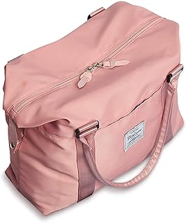 Womens travel bags, weekender carry on for women, sports Gym Bag, workout duffel bag, overnight shoulder Bag fit 15.6 inch Laptop Pink Large