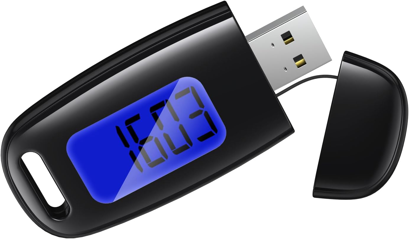 OQIMAX 3D Pedometer Step Counter with LED Backlight, Portable Sports Step Counter with Detachable Clips and Lanyard, USB Charging, Track Steps in Real Time, Accurately Pedometer for Men Women, Kids