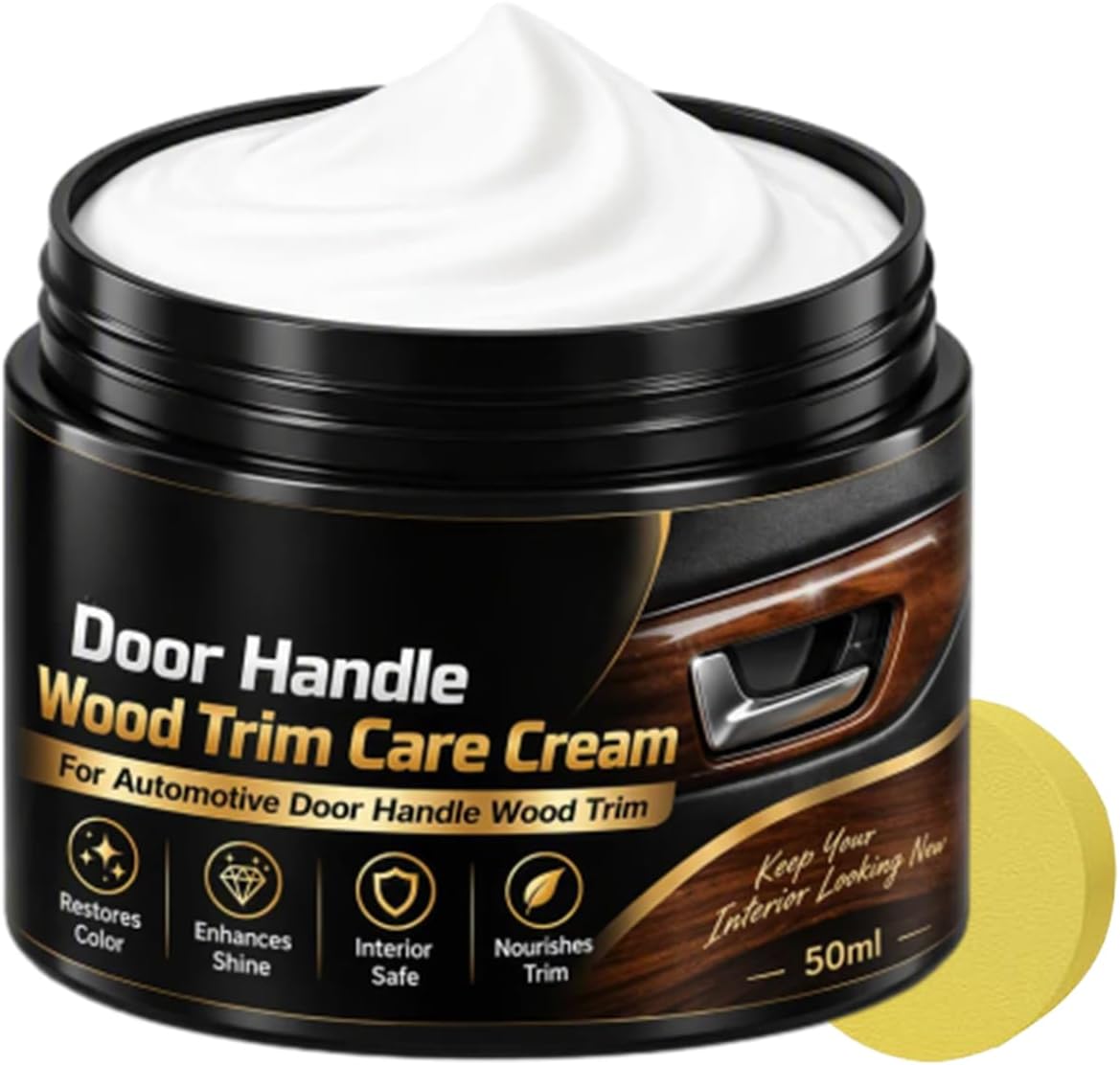 Car Interior Wood Trim Restoration Cream,Wood-Grain Trim Care Cream for Car Door Handles – Restoring and Polishing Faux Wood Interior Trim (1 pcs)