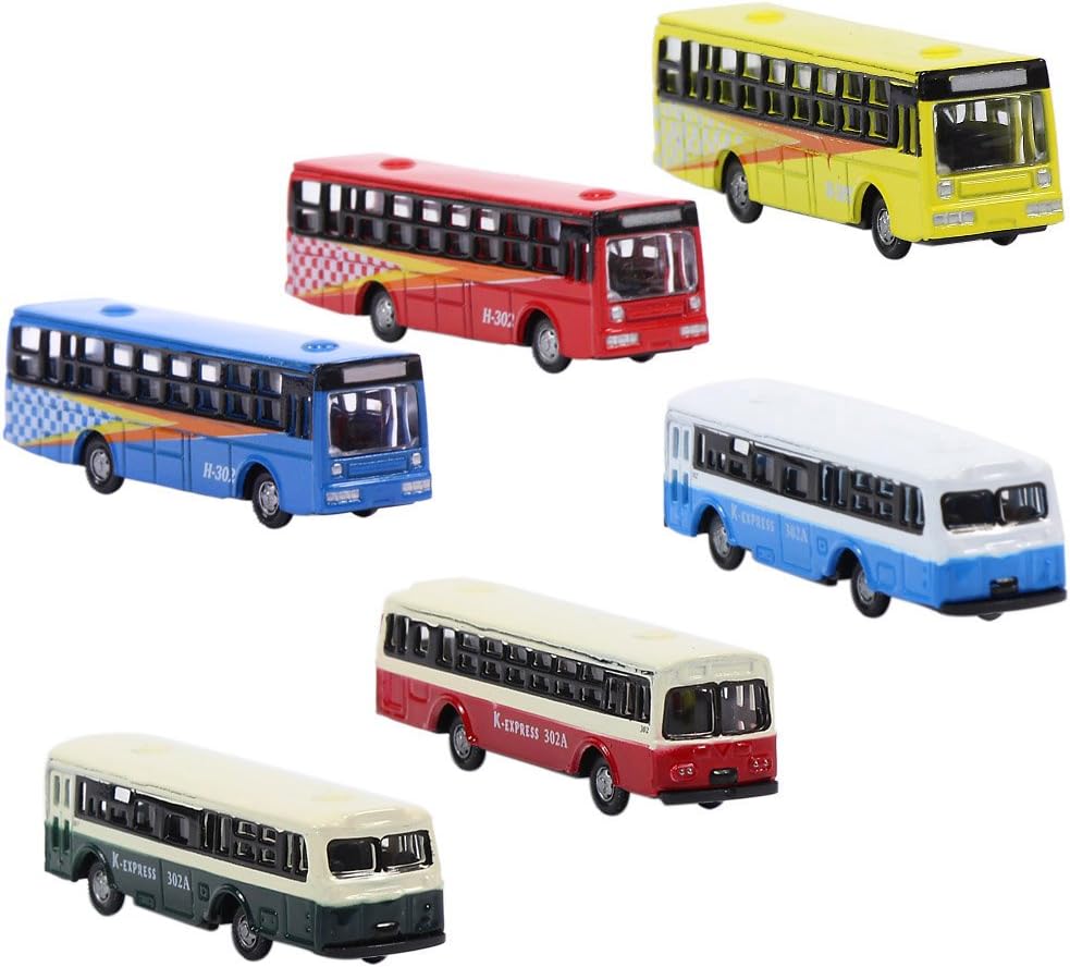 BS150 6pcs Diecast Model Buses Car 1:160 N Scale Streetscape Layout Railway Scenery DIY Train Layout Model Accessories