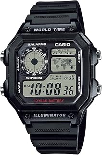Casio Men's Classic Japanese-Quartz Watch with Resin Strap, Black, 21 (Model: AE1200WH-1A)