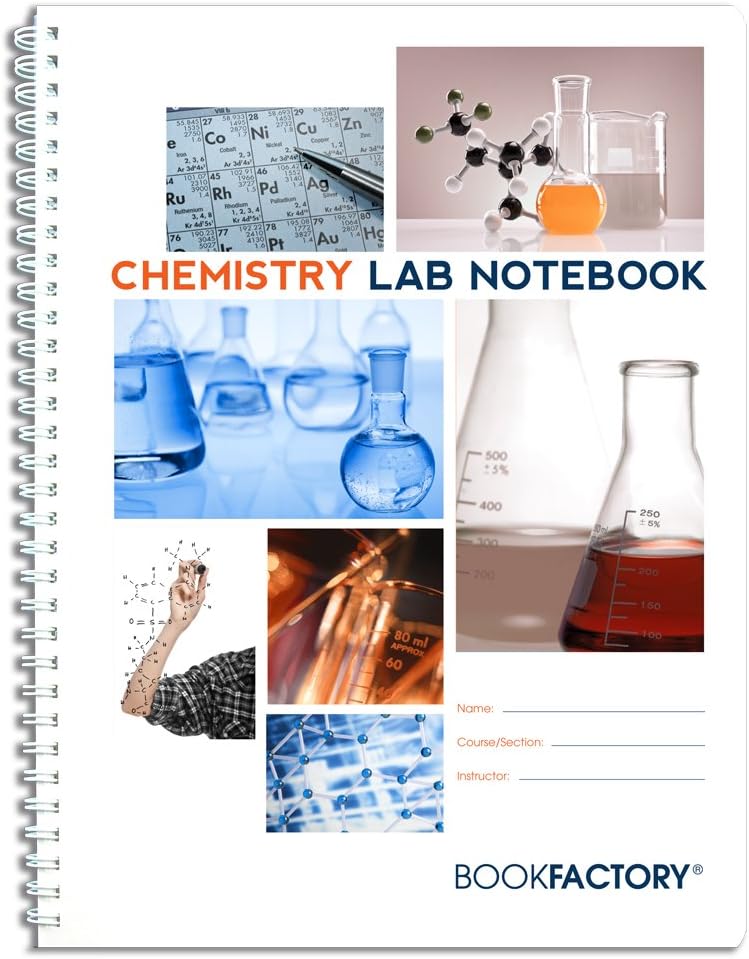 BookFactory Chemistry Lab Notebook - 200 Pages(8.5'' X 11'')-Scientific Grid Pages, Durable Translucent Cover, Wire-O - Page Size: 8'' x 11'' (21.6cm x 27.9cm)(LAB-200-7GW-(Chemistry))