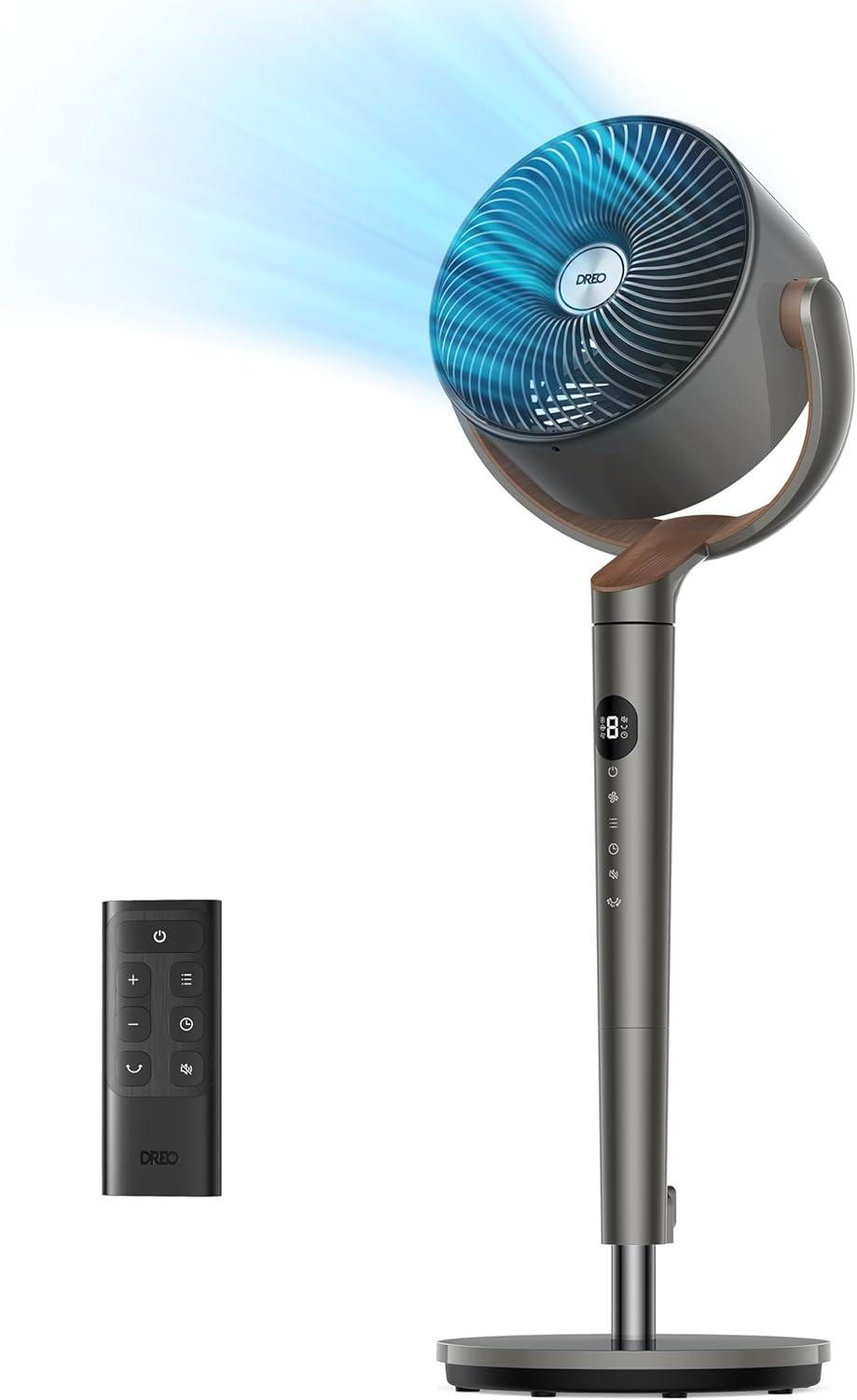 Dreo Fan for Bedroom, 120° Oscillating Standing Fans,Quiet Floor Fan with DC Motor, 85ft Pedestal Fans for Room,8 Speeds, 3 modes, 20dB, 120° Manual Vertical, 35-40" Adjustable Height, 8H Timer,Grey