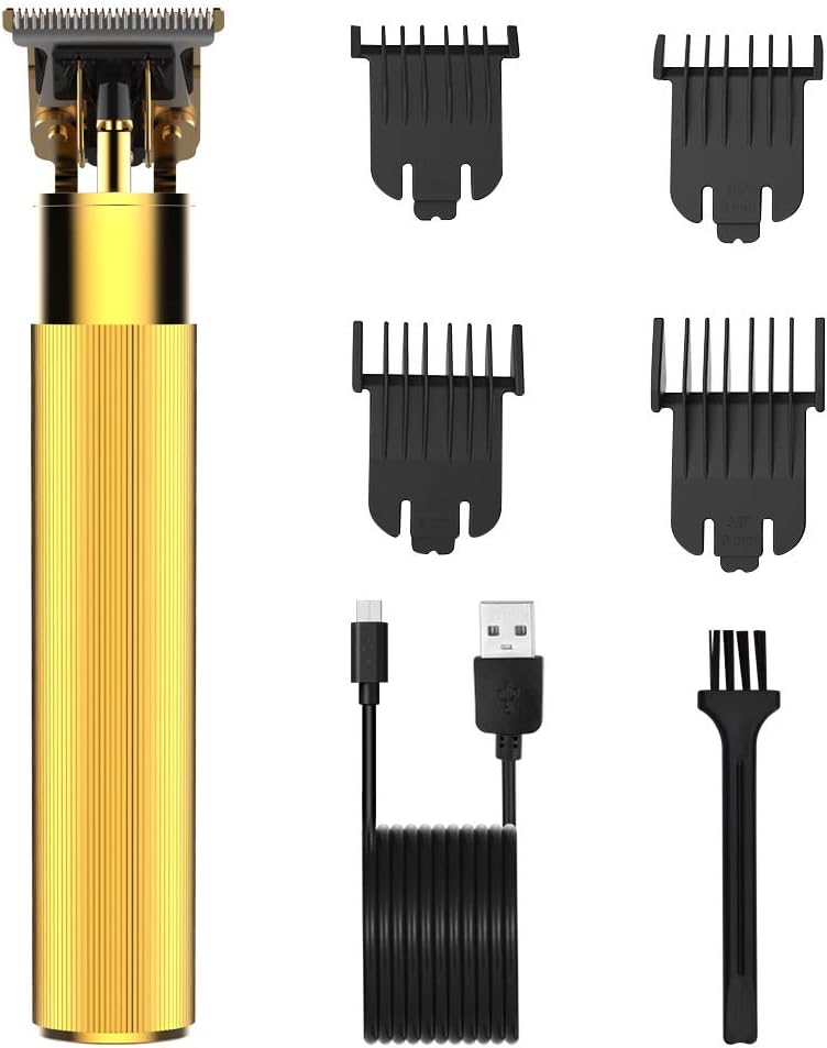 Surker Hair Clippers for Men, Electric Pro Li T-Blade Trimmer Cordless Rechargeable（Gold）
