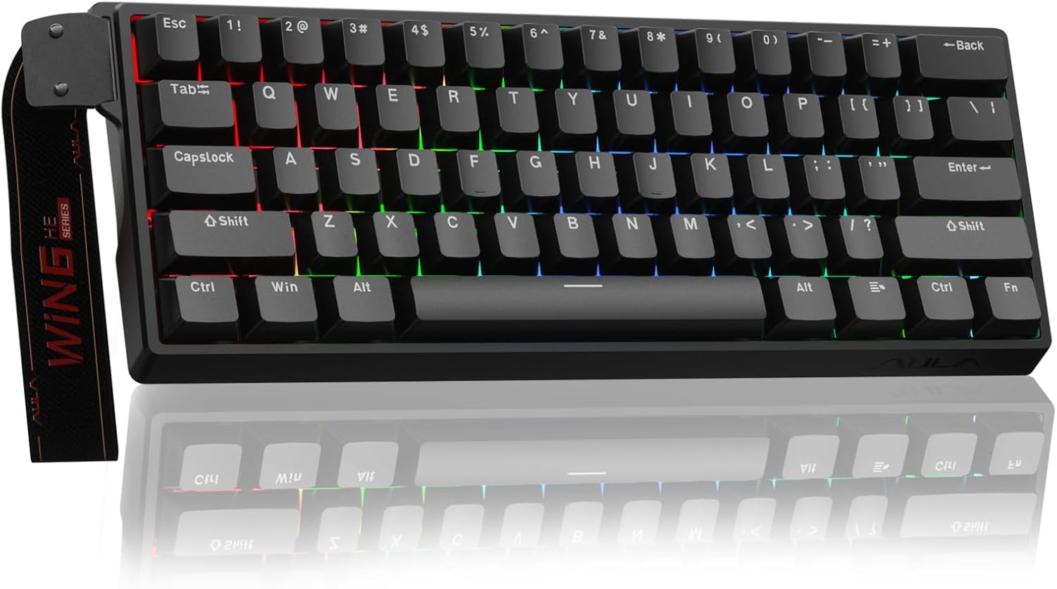 AULA WIN60 HE Mechanical Gaming Keyboard Wired,Hall Effect Magnetic Switches,Adjustable Actuation Rapid Trigger,8K Polling Rate,RGB Backlight,60% Percent Keyboard for Mac/Win (BLACK)